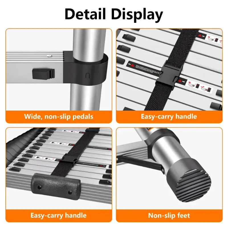 3.5m 2.7m Stainless Steel House Folding Ladder With 360° Rotatable Hook Telescopic Folding Telescopic Ladder Outdoor Portable Work Ladder by Beastly Survival Outlet
