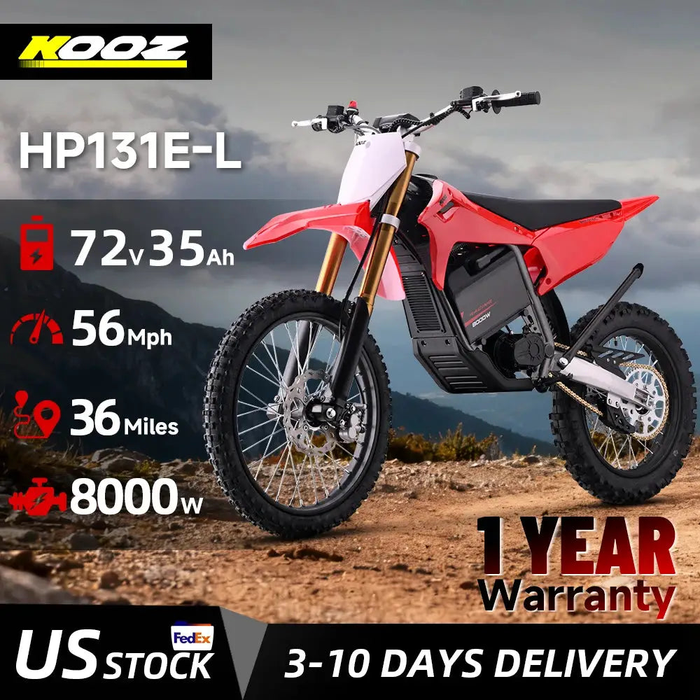 KOOZ HP131E-L 72V 8000W Pro Electric Dirt Bike for Adults,3 Speed Modes Electric Motorcycle Up to 56 MPH with 19"/16" Tires. by Beastly Survival Outlet