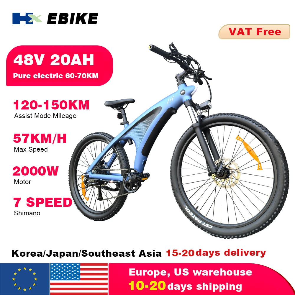HX Q5 2000W Electric Mountain Ebike 27.5 Inch Off Road