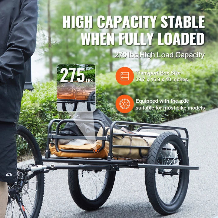SucceBuy 275 lbs Bike Cargo Trailer Bicycle Wagon Cart Foldable Compact Storage with Universal Hitch 20" Wheels fits Most Bike by Beastly Survival Outlet