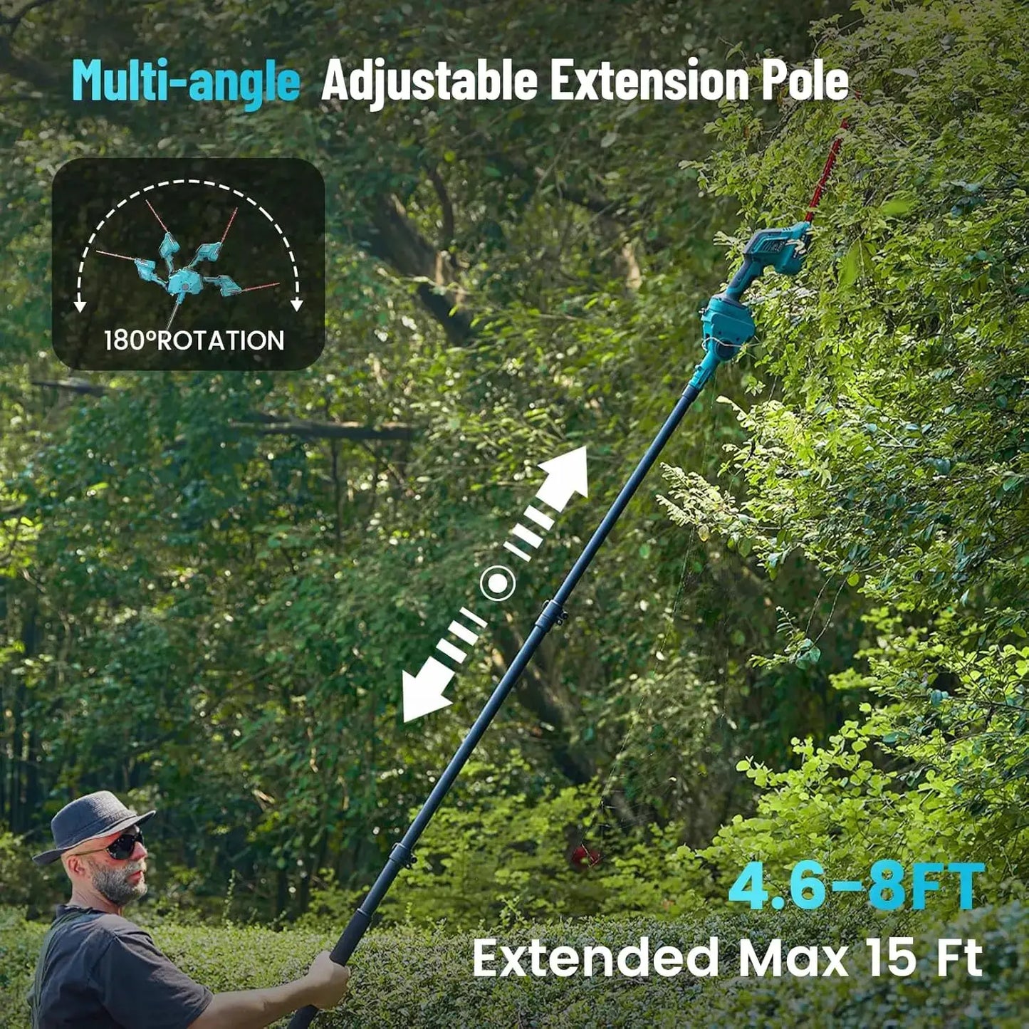 Seesii 6'' Cordless Pole Saw Electric Mini Chainsaw with 2.5m Extension Hedge Trimmer Grass Shears for Makita 18V Battery pin by Beastly Survival Outlet