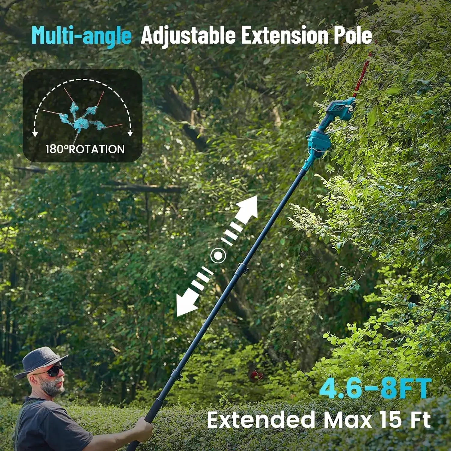 Seesii 6'' Cordless Pole Saw Electric Mini Chainsaw with 2.5m Extension Hedge Trimmer Grass Shears for Makita 18V Battery pin by Beastly Survival Outlet