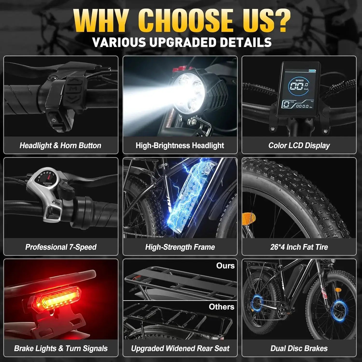 26 Inch Adult E-Bike 1000W Brushless Motor Electric Bicycle 48V15AH Battery Road & Off-road Mountain Ebike by Beastly Survival Outlet