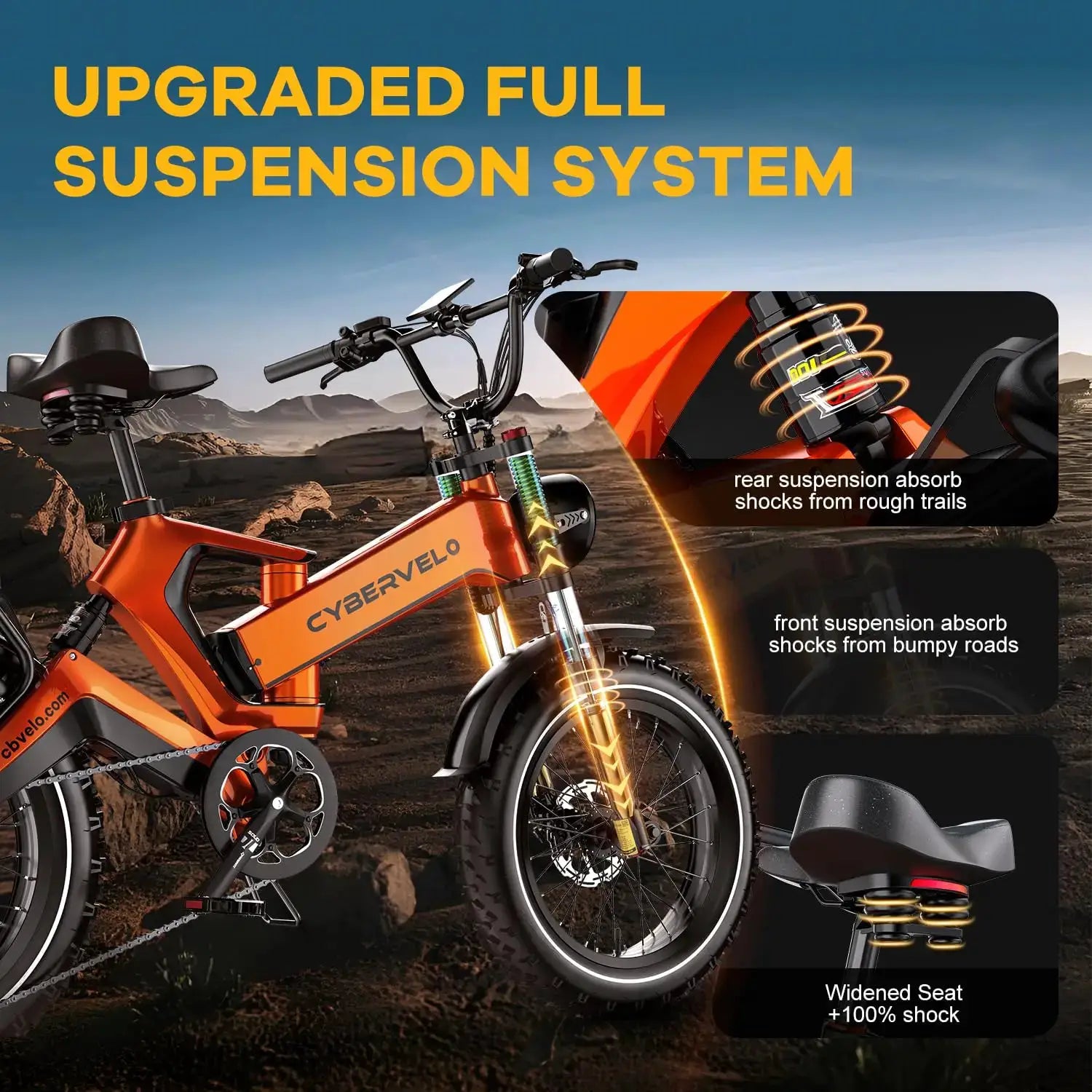 Cybervelo 2000W Folding Electric Bike EK6 Off Road 60km Range by Beastly Survival Outlet