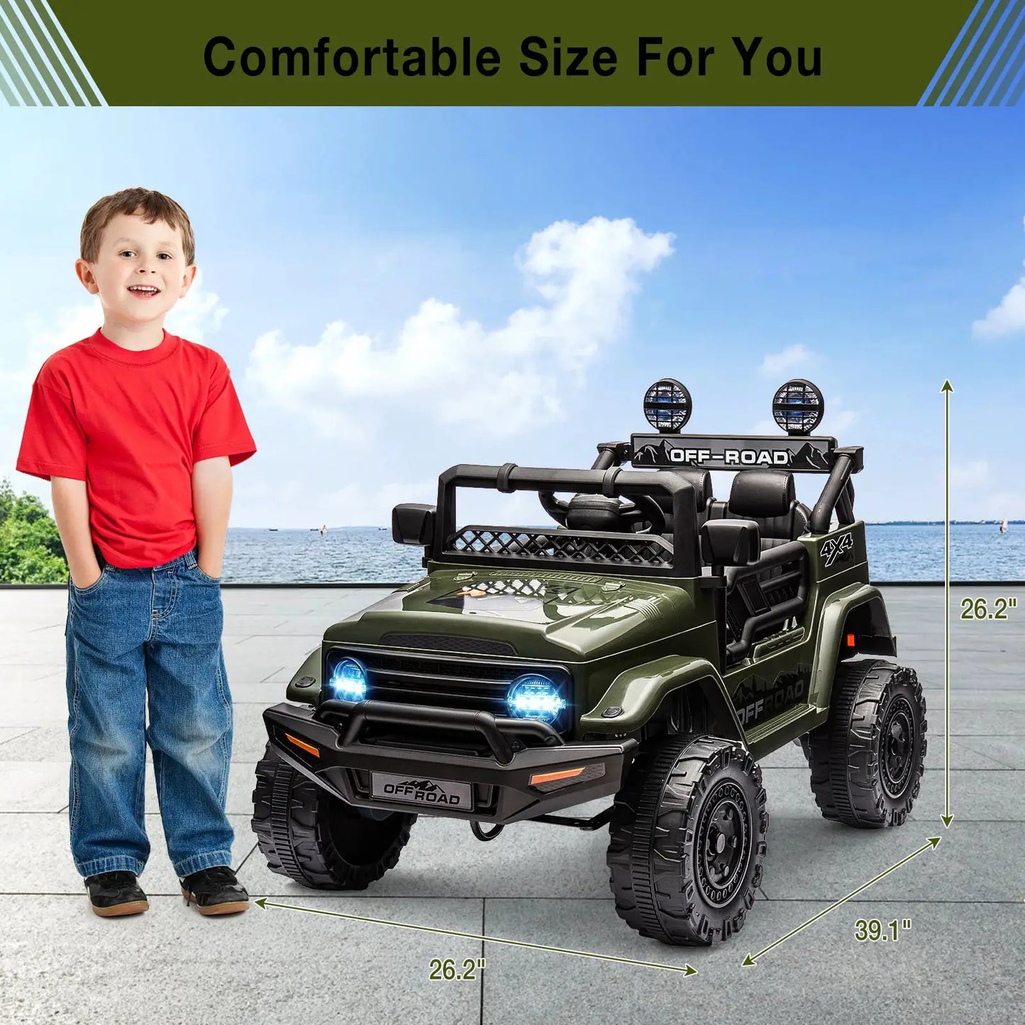 12V Kids Ride On Truck With Remote Control And LED Lights Jr by Beastly Survival Outlet