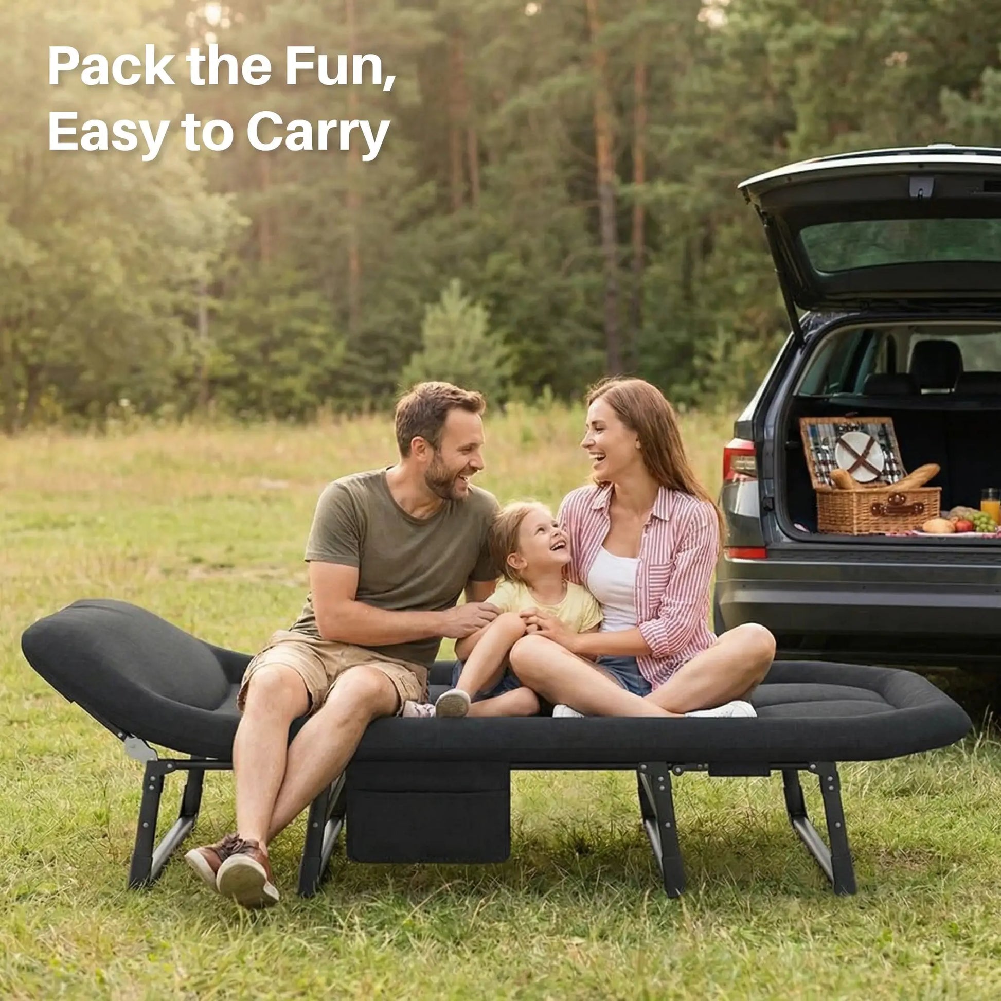 JHK Folding Camping Makeshift Bed with Mattress Lightweight Adjustable Camping Bed Supports 450 lbs Camping Cot with Carry Bag 6 Angle Camping Bed for Camp Outdoor by Beastly Survival Outlet