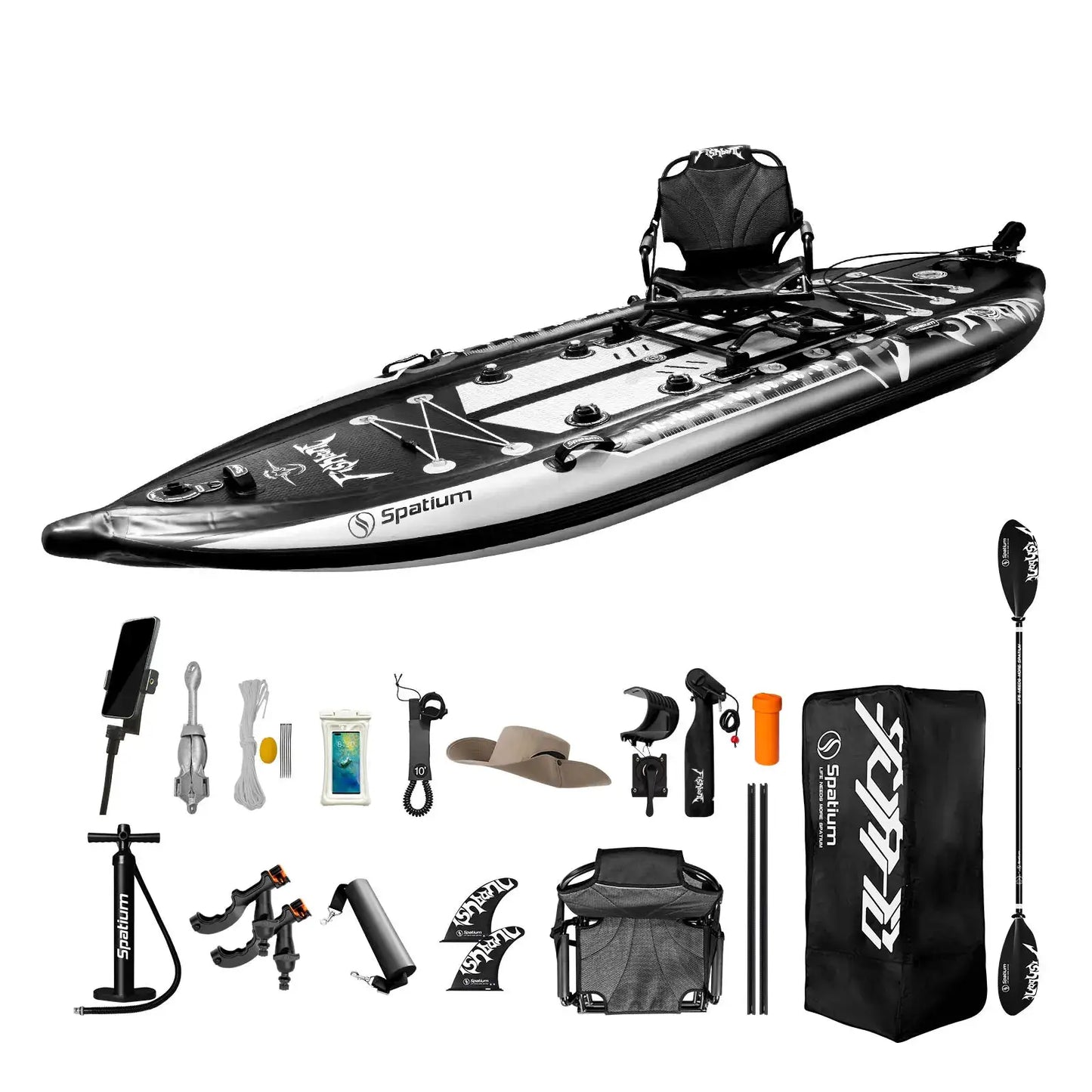 Inflatable Fishing Paddle Board Triple Chamber Stand Up Paddle Board 11'*48"*6",Fishing Kayak with Motor and Premium Accessories by Beastly Survival Outlet
