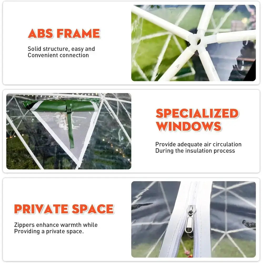 12-Foot Geodesic PVC Dome Tent, Waterproof Outdoor Bubble House with 2 10M Light Strings for Garden, Patio, Events,Customized by Beastly Survival Outlet