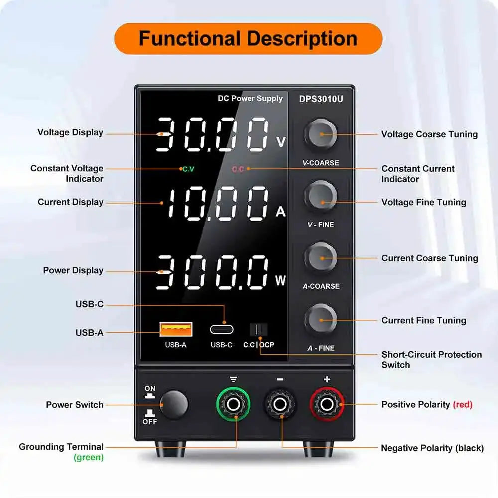 Adjustable DC Power Supply 30V 5A 10A 60V 120V 3A LaboratoryBench Power Source Switching Stabilized LCD Power Supply regulator by Beastly Survival Outlet