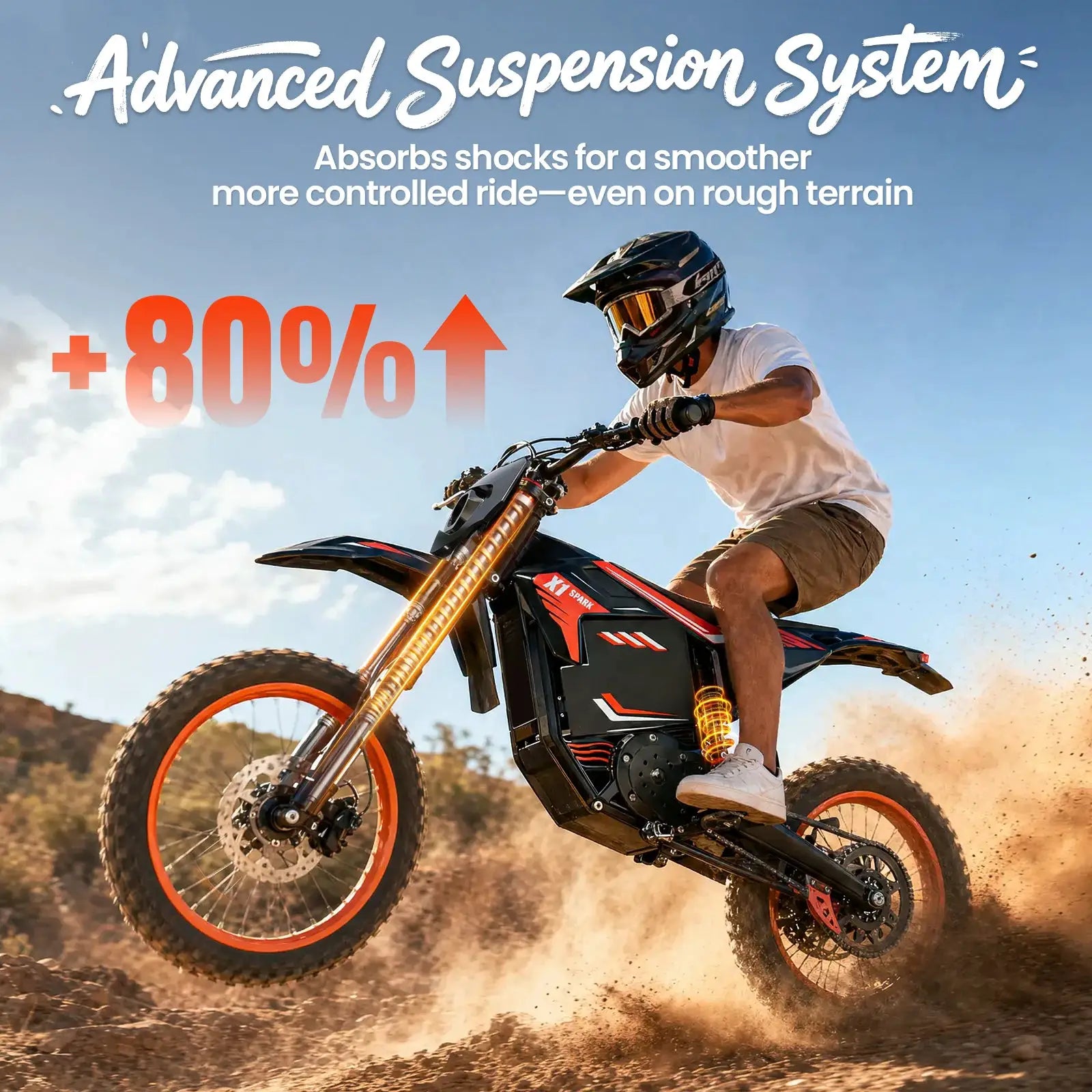 QRONGE X1 Spark Electric Dirt Bike for Teens Adults 4500W Peak Electric Motorcycle 60V 28.8Ah E-Dirt Bike 60 Mile Range E-Bike + 1 Year Warranty by Beastly Survival Outlet