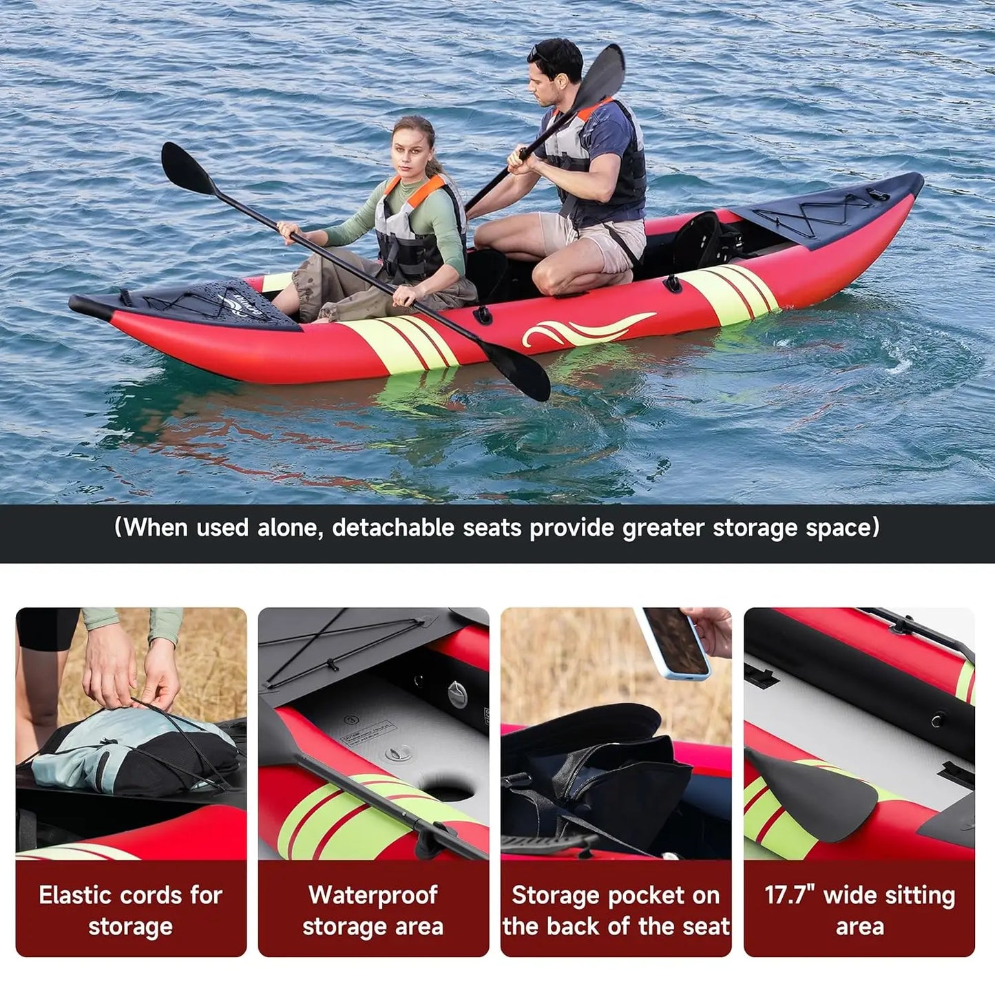 Two Person Inflatable Kayak With Luminous Strips And Pump XL