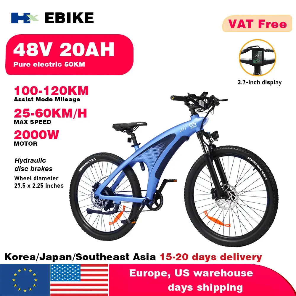 HX Q5 2000W Electric Mountain Ebike 27 5 Inch Off Road Tires by Beastly Survival Outlet