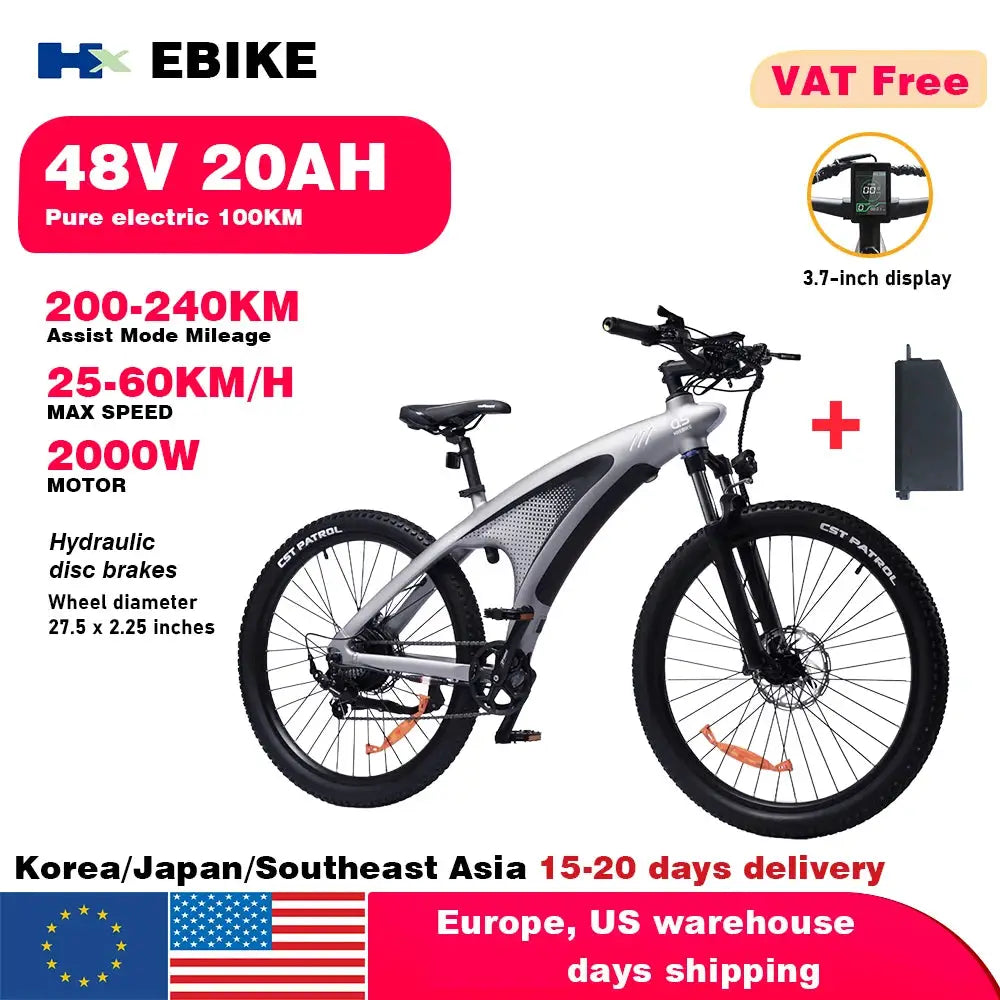 HX Q5 2000W Electric Mountain Ebike 27 5 Inch Off Road Tires by Beastly Survival Outlet