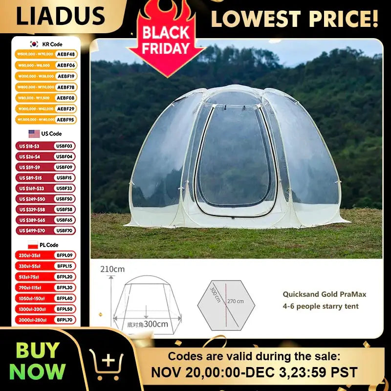 Transparent Mushroom Dome Tent 4 To 8 People Outdoor Camping by Beastly Survival Outlet