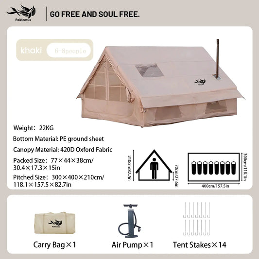 Pakicetus Quick Setup Inflatable Camping Tent, Waterproof Family Tent for 4-8 Persons, Portable Air Tent with Carry Bag by Beastly Survival Outlet