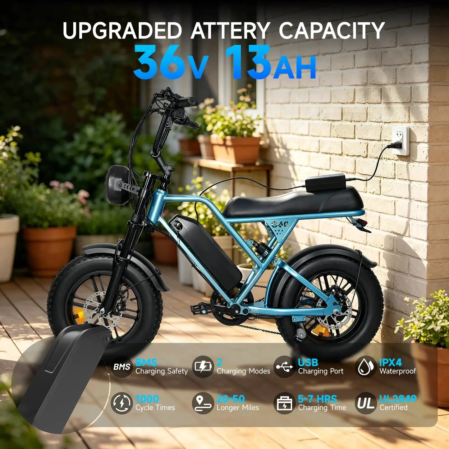 500W Mountain Ebike 36V 13Ah Lithium Battery 28MPH Max Speed 50Miles Long Range Adult Off Road Electric Mountain Bike 16 inch mini by Beastly Survival Outlet