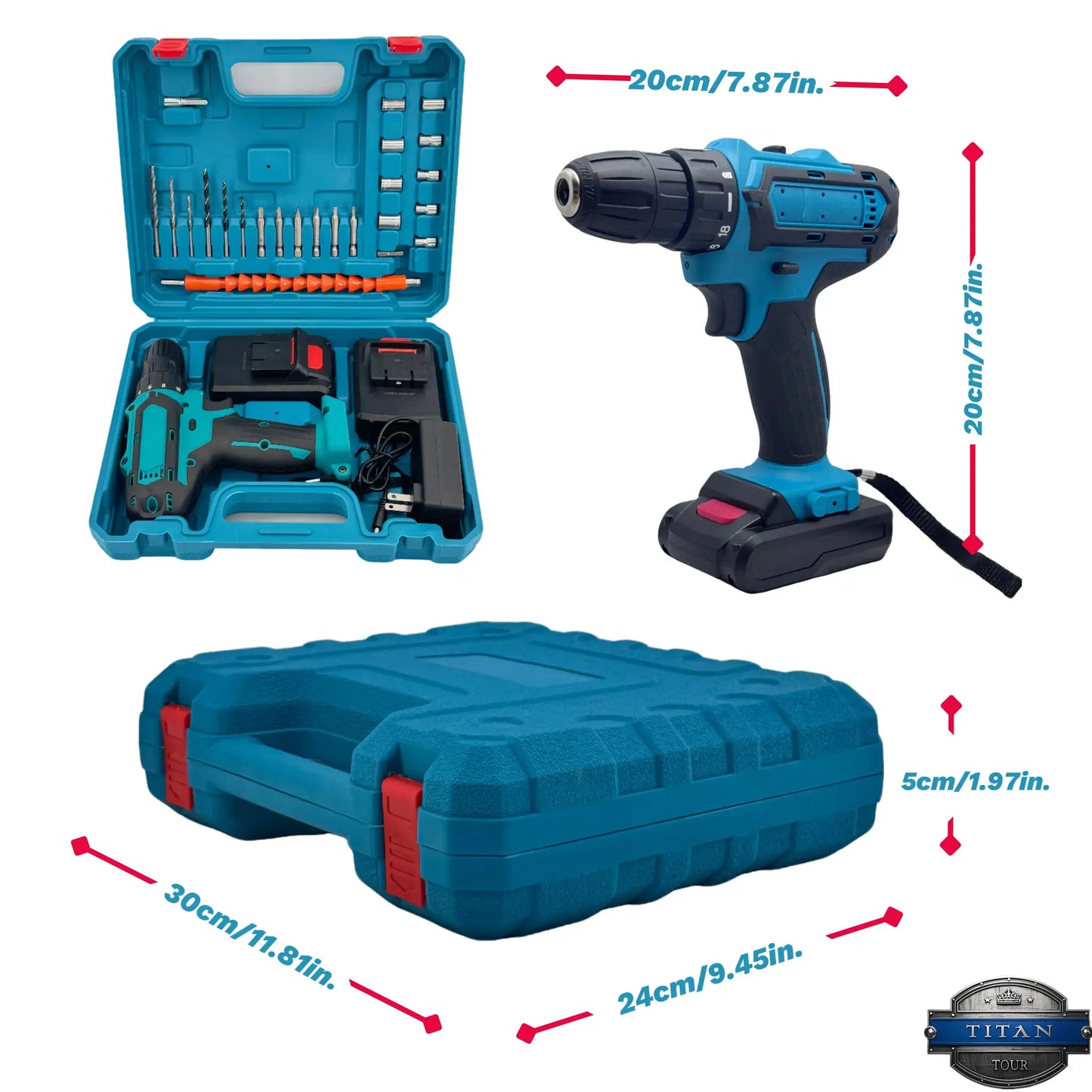 21V Cordless Drill Driver with 2 Batteries, Electric Screwdriver Set, 6 Speed, 18+1 Torque, Power Drill with Drill Bits Kit for by Beastly Survival Outlet