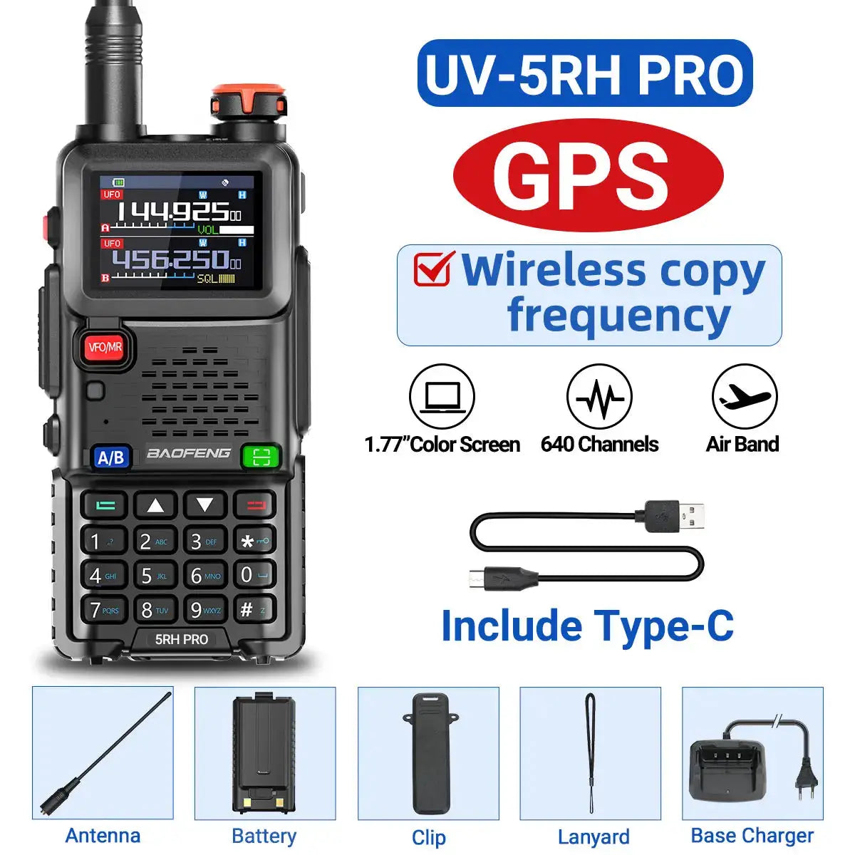 Baofeng UV5RH Pro GPS Walkie Talkies Long Range BandPro NOAA by Beastly Survival Outlet