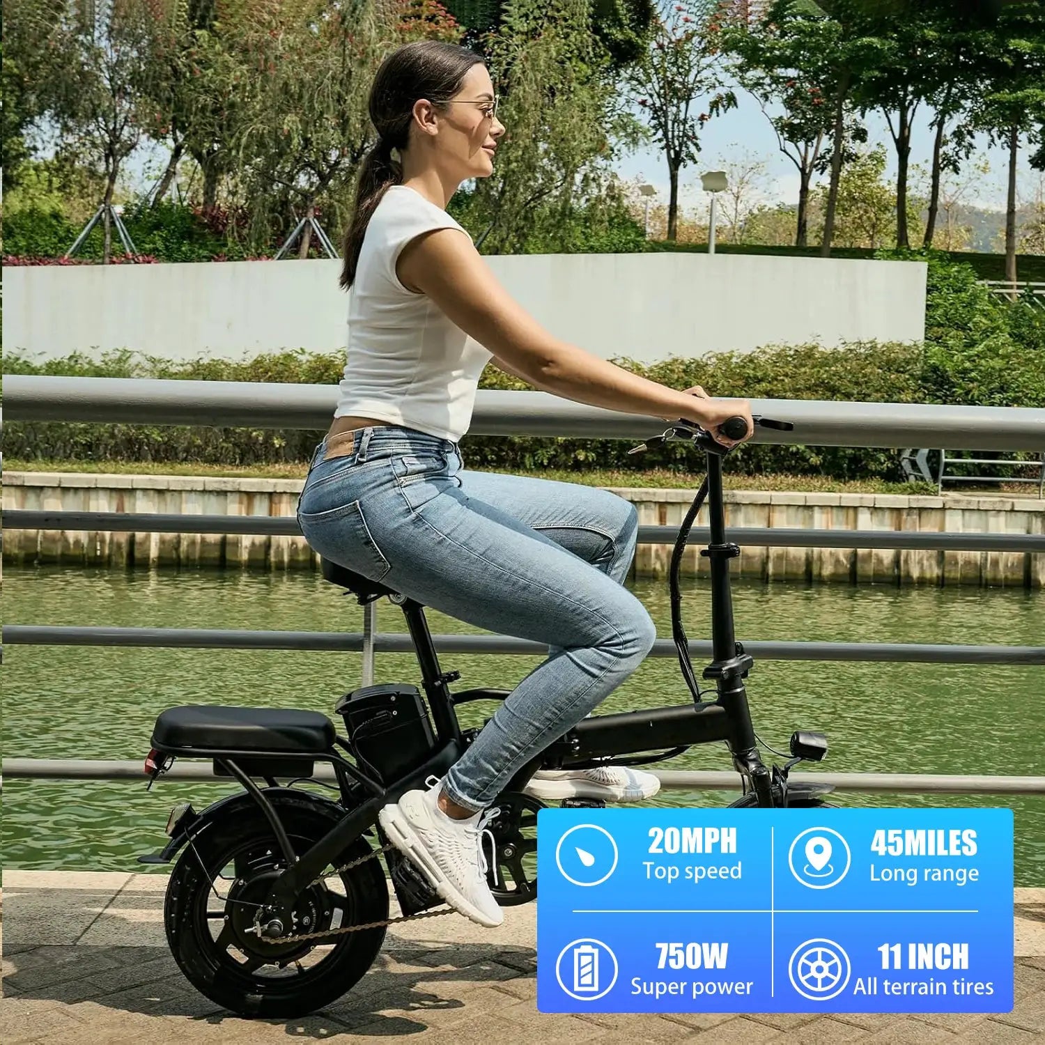 T5 Lightweight Folding Electric Bike for Adults 48V 750W Peak Power 20MPH 18-22 Miles Range 14Inch Disc Brake Commuter E-bike by Beastly Survival Outlet