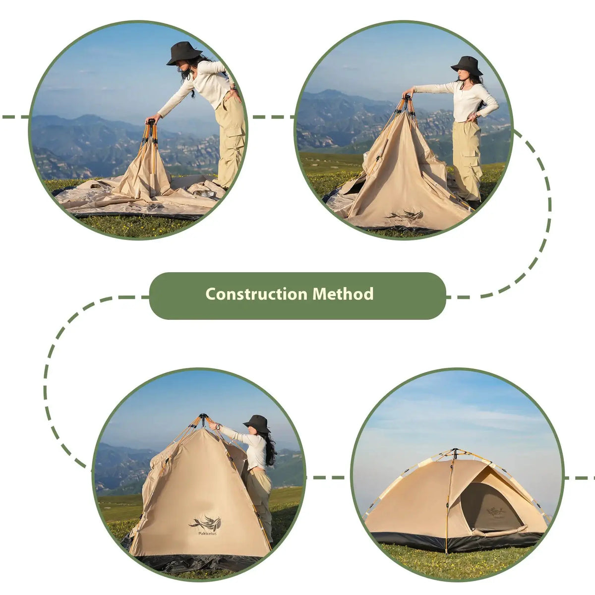 PAKICETUS 2-4 Person Automatic Pop Up Camping Tent, Instant Quick Setup Portable Windproof Tent, Lightweight Backpacking Shelter for Outdoor Travel Hiking Picnic by Beastly Survival Outlet