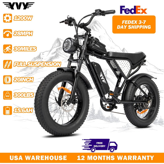 YVY K20 Electric Fat Tire Bike Adults 1500W 2000W 50-80Miles