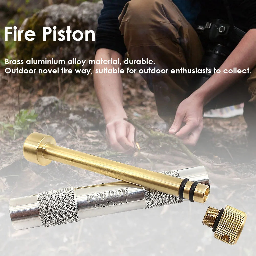Brass Portable Ignited Piston Fire Tube Survival Tool for Outdoors