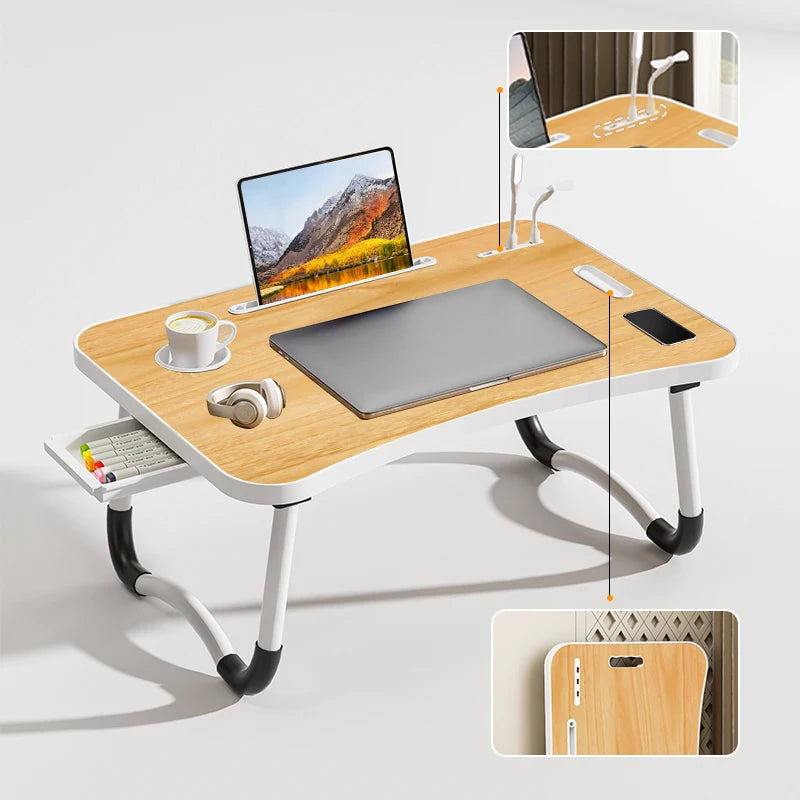 Portable Laptop Table With USB Light Cup Holder Foldable