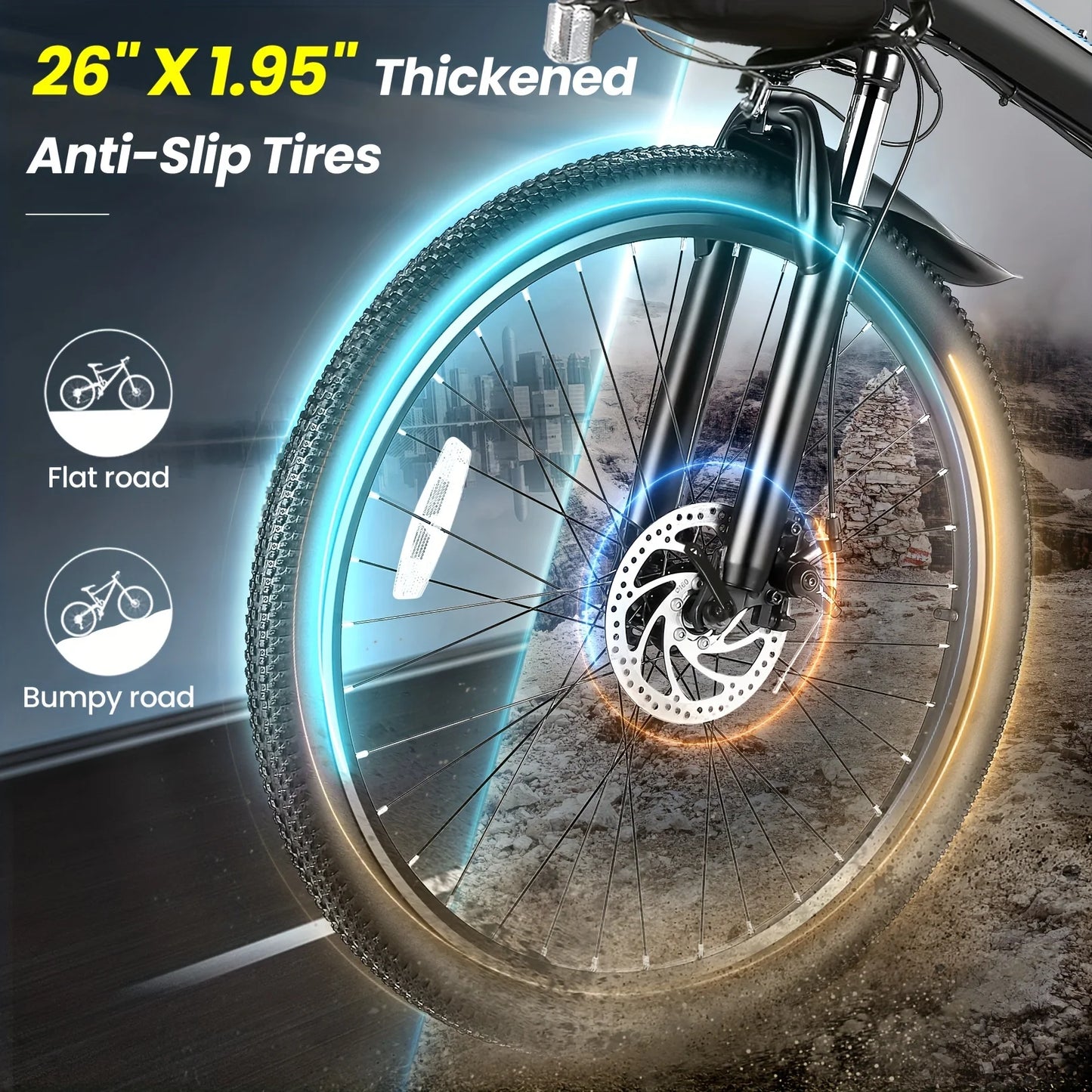 Vivi M026TGB Folding Electric Bike 26 Inch 500W For Adults