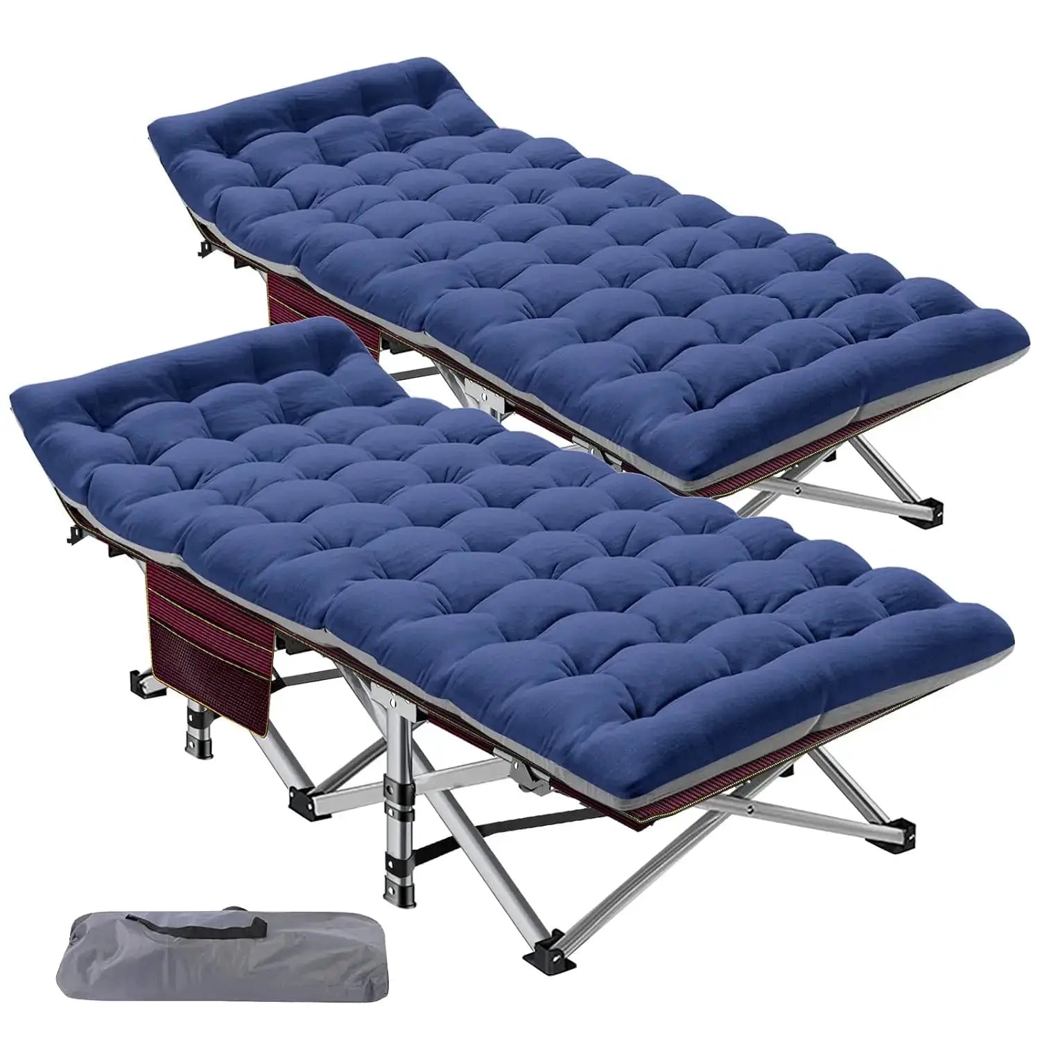 2 Pack XXL Camping Cot For Adults 900 Lbs With Mattress Pad by Beastly Survival Outlet