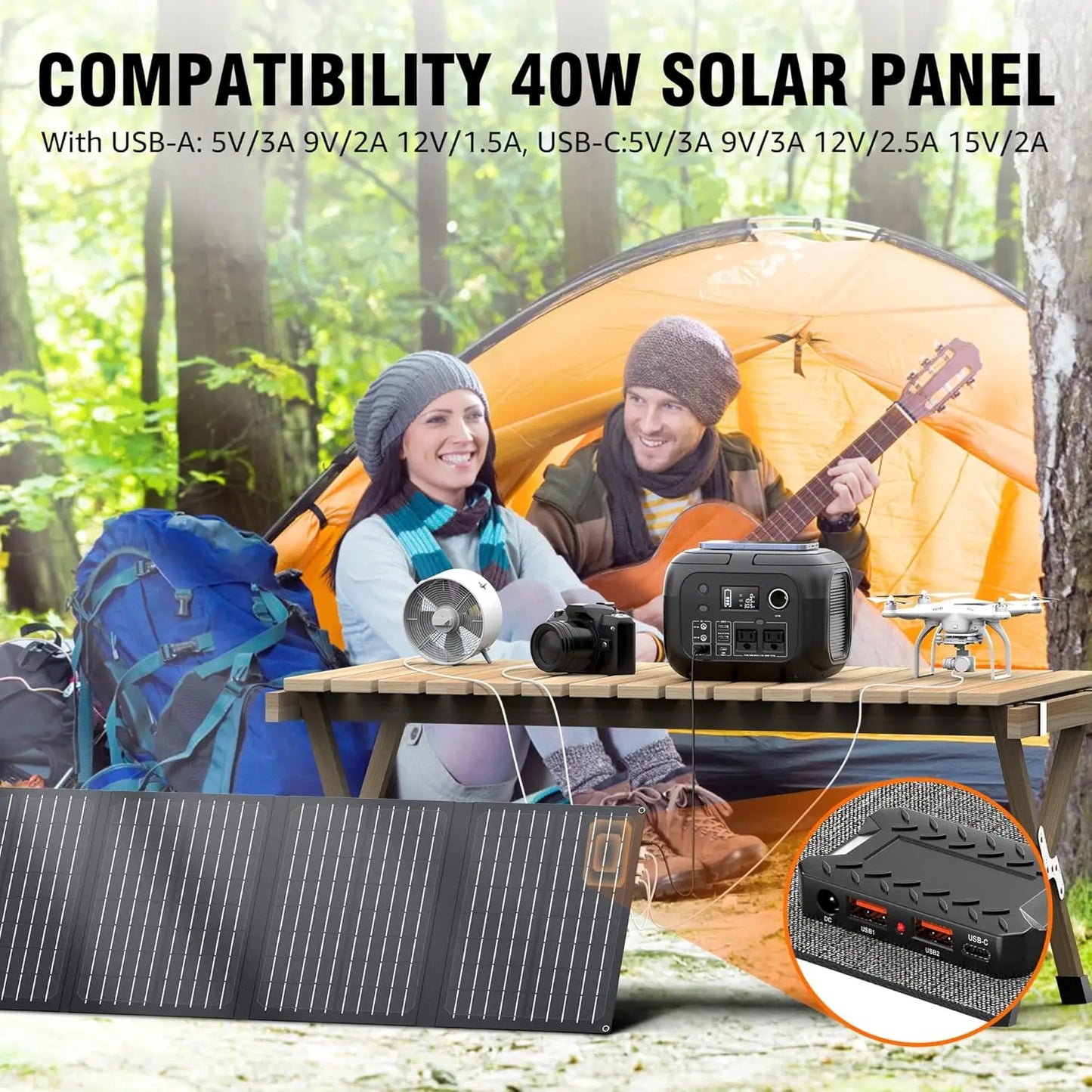 300W Portable Power Station with Solar Panels for Outdoor Use