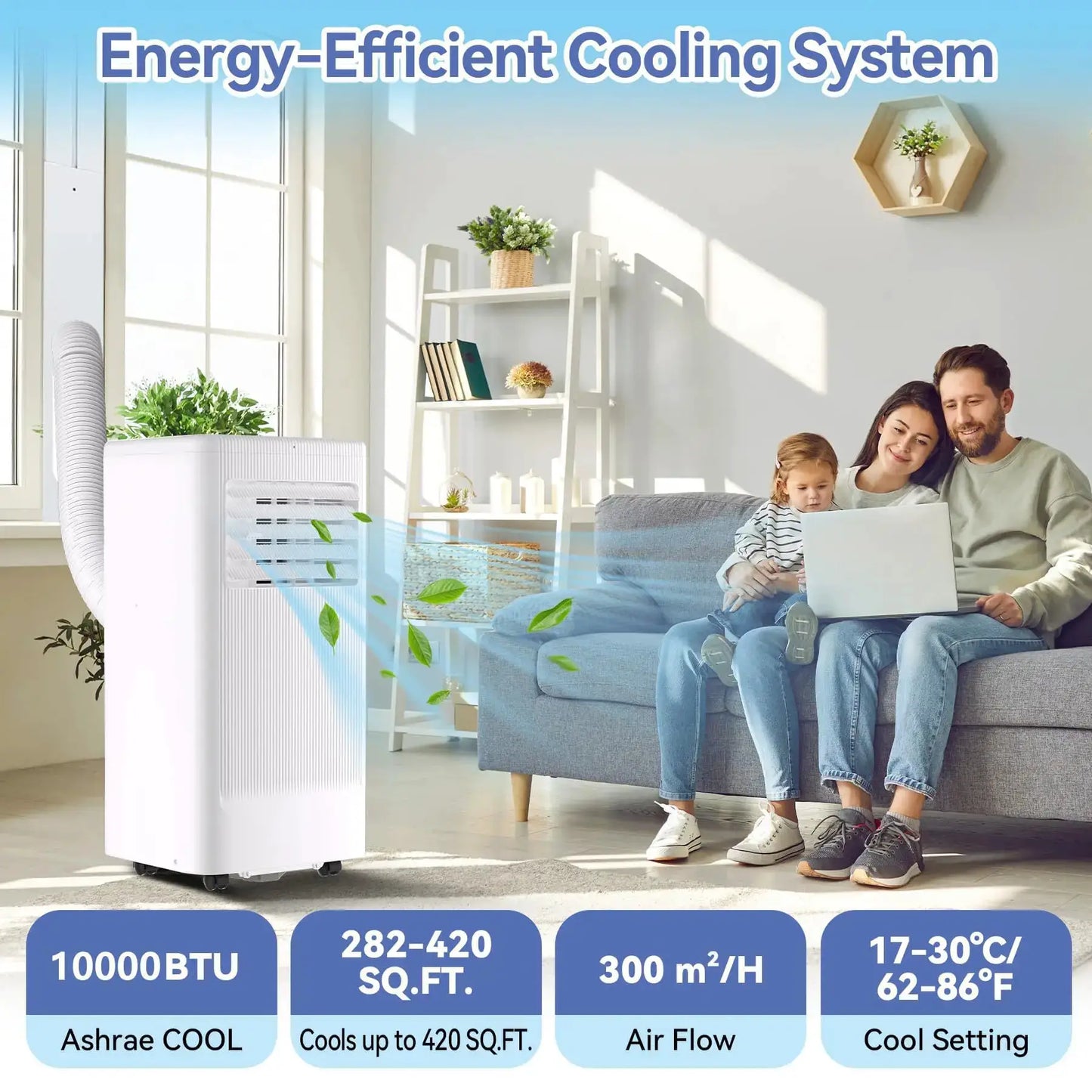 10000 BTU Portable Air Conditioner, 3-In-1 Standing AC Unit With Remote Control and Window Kit, Quiet Room Air Conditioner With Dehumidifier, for Home Office Dorms, Up to 560 Sq. Ft. White by Beastly Survival Outlet