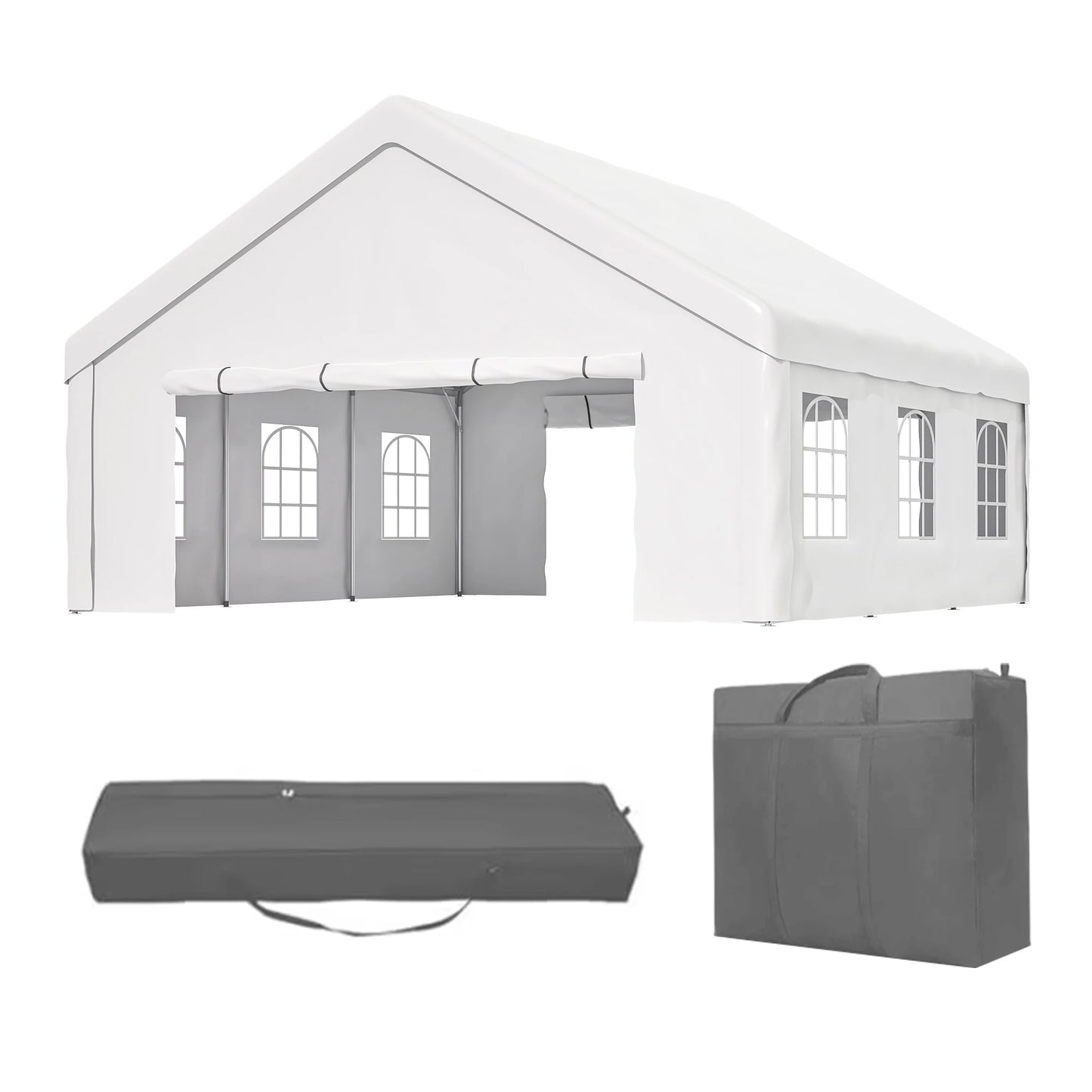 20x20ft Party Tent With Storage Bags Removable Sidewalls
