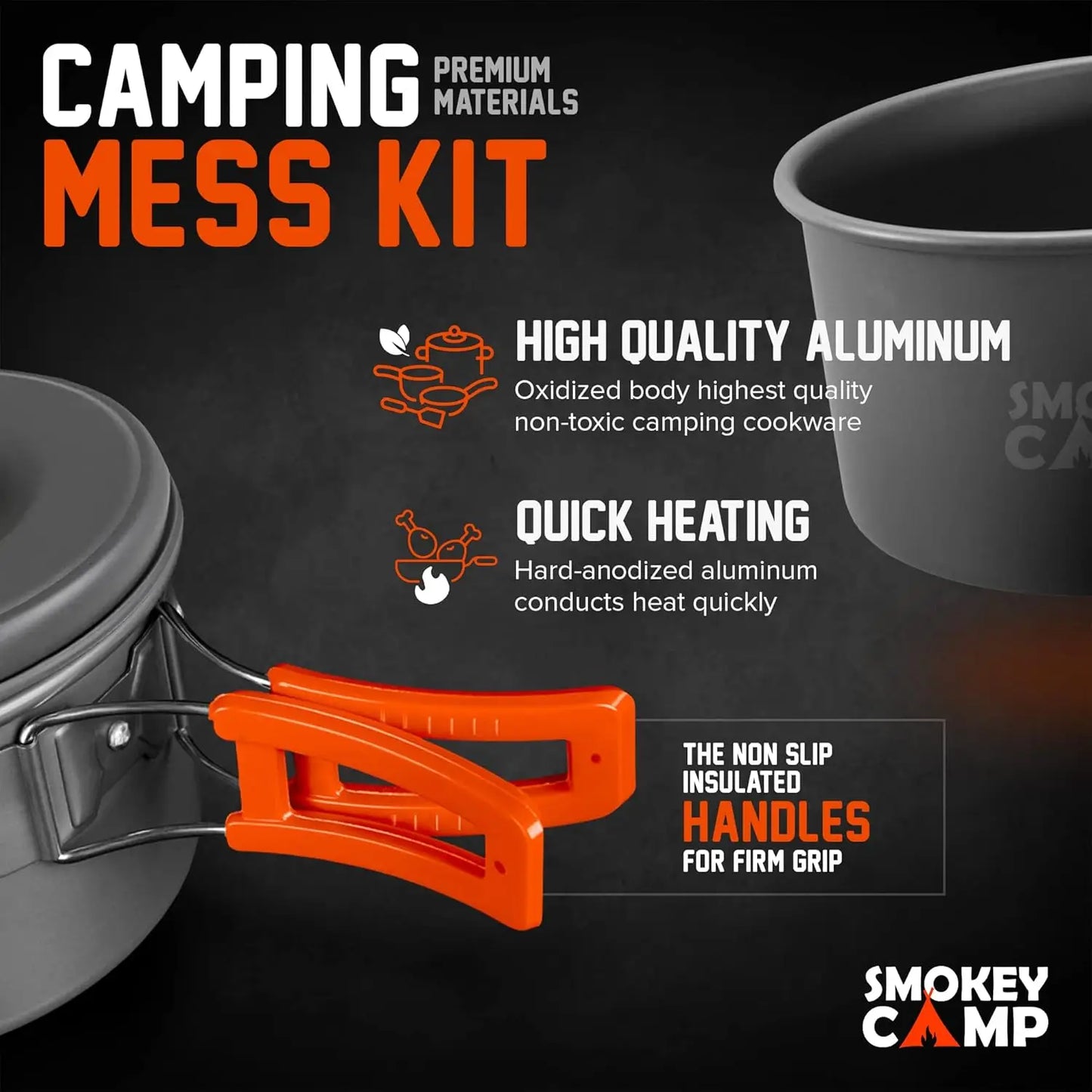 All In One Camping Cookware Mess Kit With Stove And Pots Set