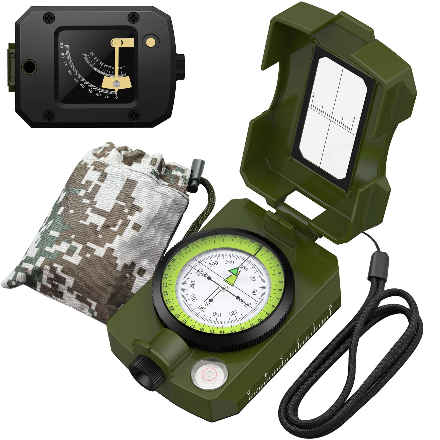 IP54 Waterproof Hiking Compass Slope Sighting Clinometer Pro