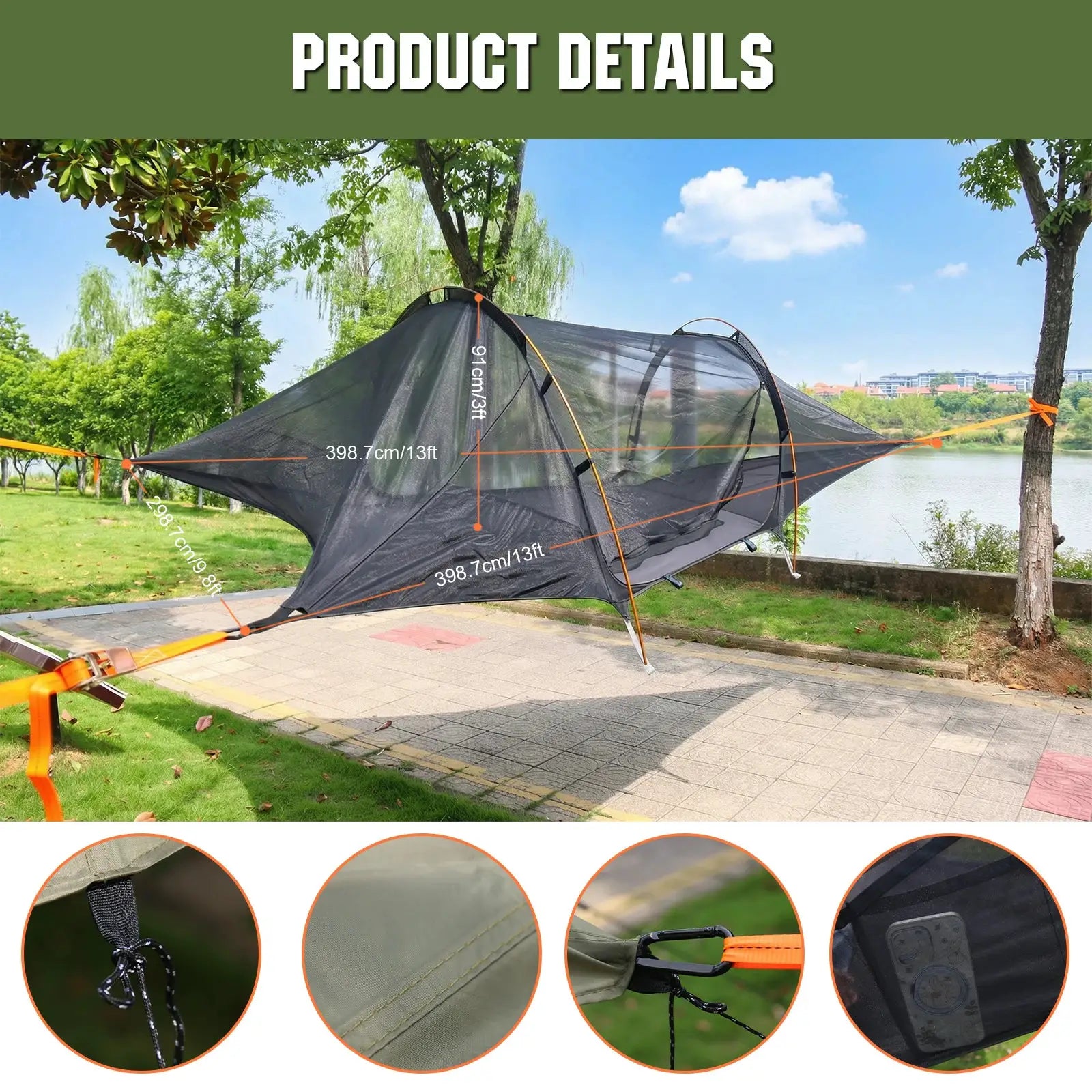 Two Person Tree Tent Hammock With Mosquito Net Plus Rain Fly by Beastly Survival Outlet