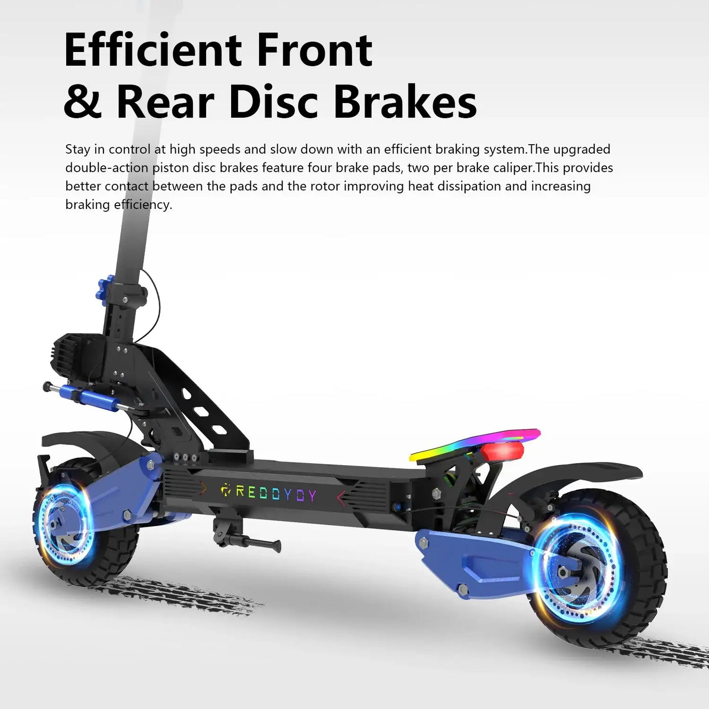 REDDYDY Adult Electric Scooter APP Control 5000W Peak Dual Motors 50MPH Max Speed 55Miles Long Range 60V25Ah Battery Smart Riding 3 Modes NFC Unlocking Dual Hydraulic Disc Brakes Full Suspension 10.5' Tires for Commuting Outd by Beastly Survival Outlet