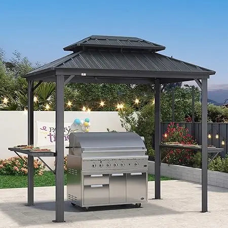 Six By Eight Foot Hardtop Grill Gazebo For Patio Shelter Pro