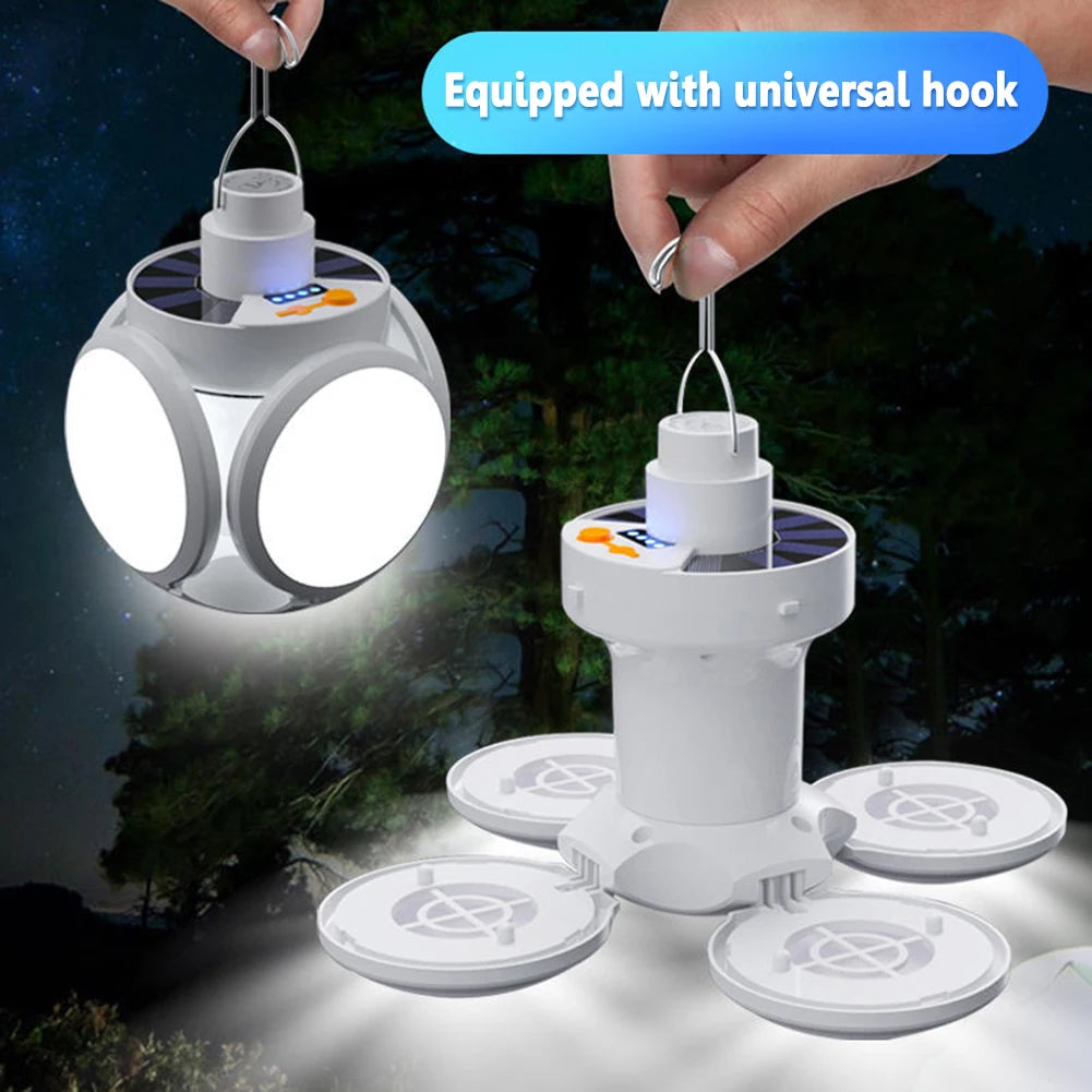 LED Solar Camping Light Bulb Portable Lantern Rechargeable Flashlight