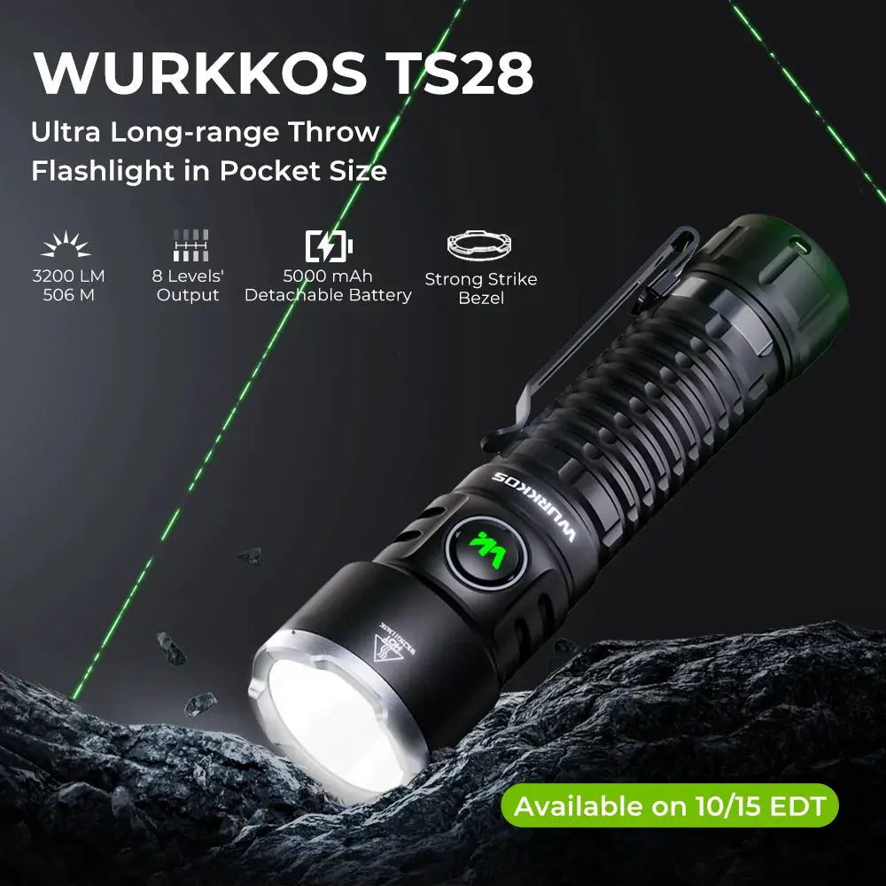 Wurkkos TS28 Tactical Flashlight Magnetic Tail Switch 21700 Rechargeable USB-C Port 3200 Lumens Portable Flashlight by Beastly Survival Outlet