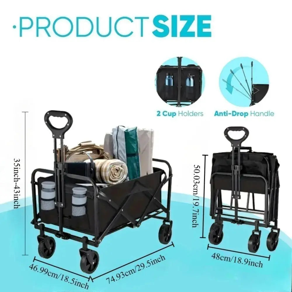 Collapsible Wagon Cart All Terrain Wheels Heavy Duty Grocery by Beastly Survival Outlet