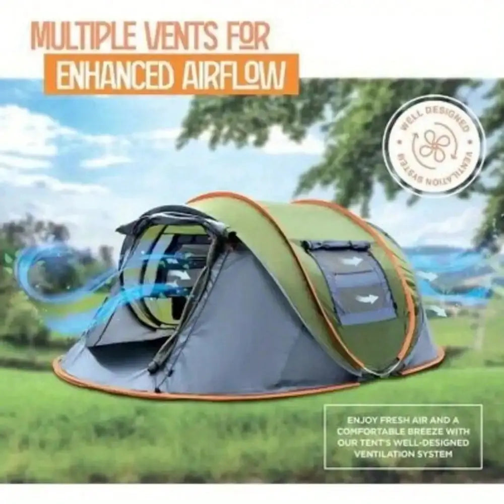Easy Pop Up Camping Tent 4 Person Two Doors Waterproof UPF50 by Beastly Survival Outlet