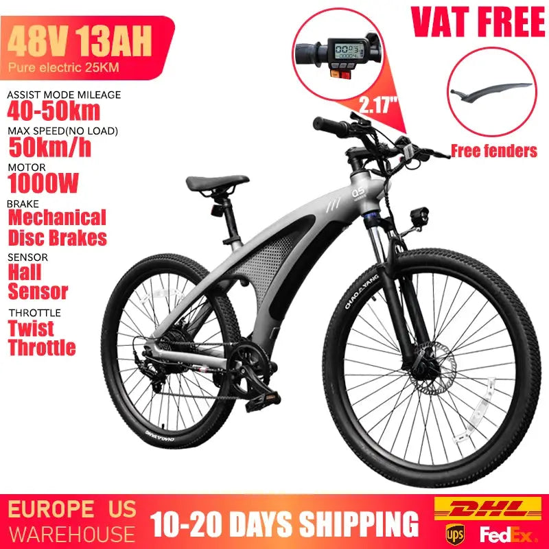 HUANCI Q5 Electric Bikes For Adults 1000W 48V 13AH Ebikes E Bikes Electric Bicycles 50km/h Electric Dirt Bike Electric e bikes by Beastly Survival Outlet