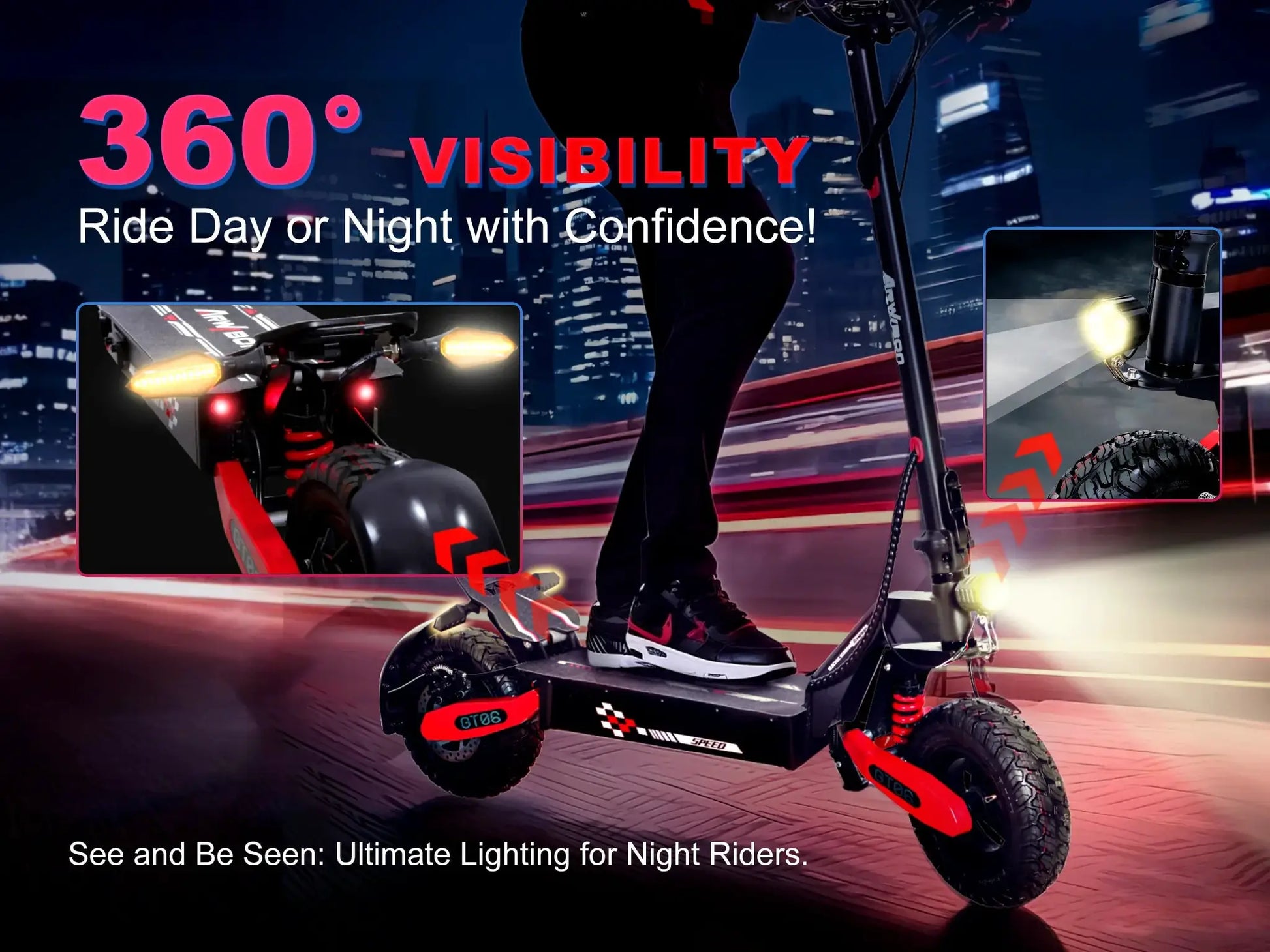 Arwibon GT06 1200W Foldable Electric Scooter For Adults Pro by Beastly Survival Outlet