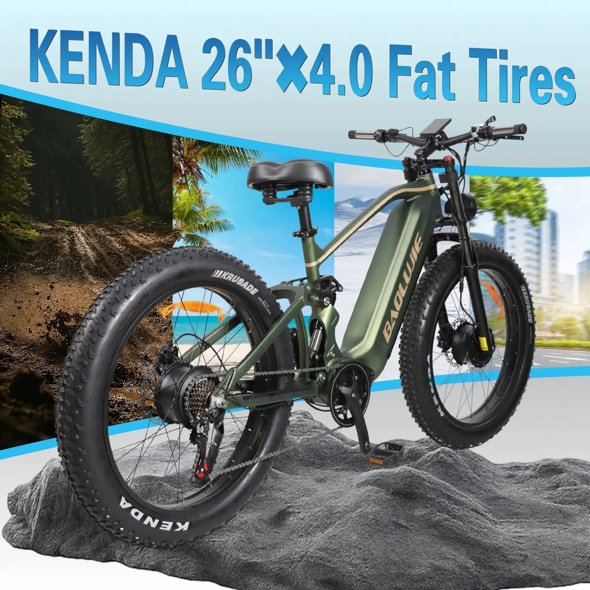 Baolujie Peak Electric Mountain Bike 52V 26x4 Inch Tire Pro by Beastly Survival Outlet