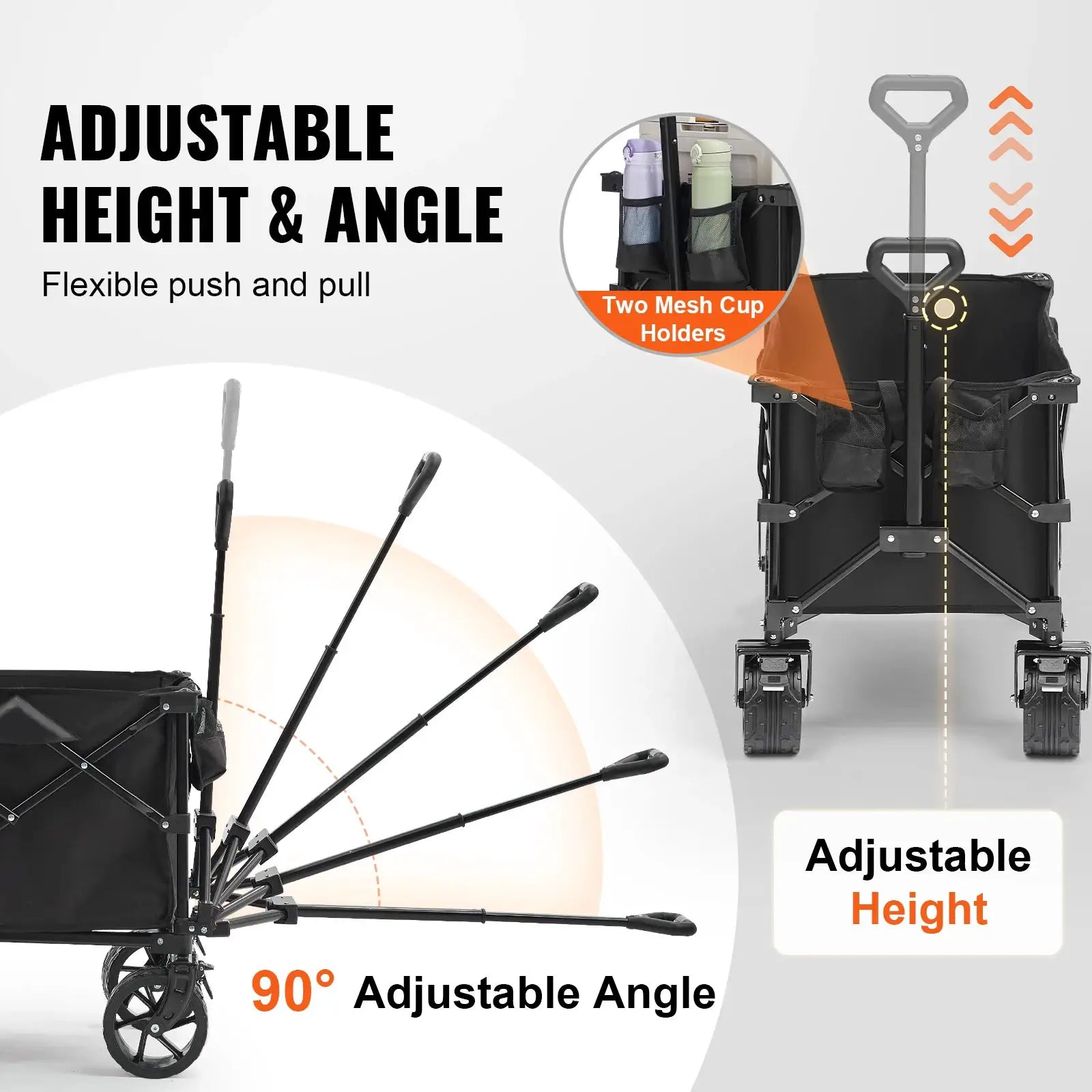 SucceBuy Collapsible Folding Wagon Beach Wagon Cart with All-Terrain Wheels Drink Holder Sport Wagon for Camping Shopping Garden by Beastly Survival Outlet
