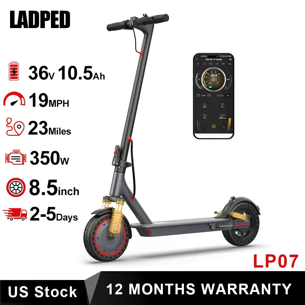 8.5'' LADPED LP07 Electric Scooter 350W 19mph Max Speed APP Smart Control Dual Suspension 23miles Max Range For City Commuter by Beastly Survival Outlet