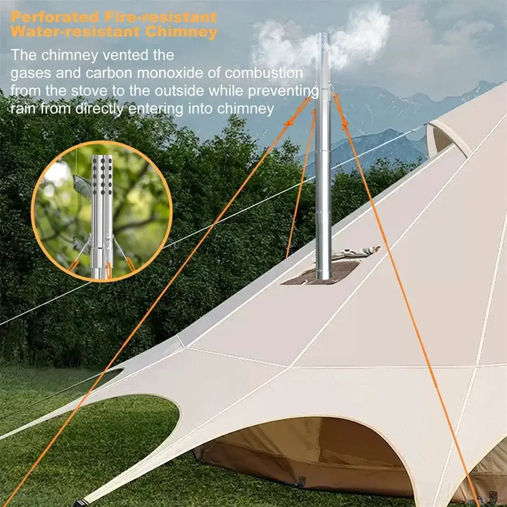 Portable Wood Burning Stove With Six Stainless Chimney Pipes by Beastly Survival Outlet