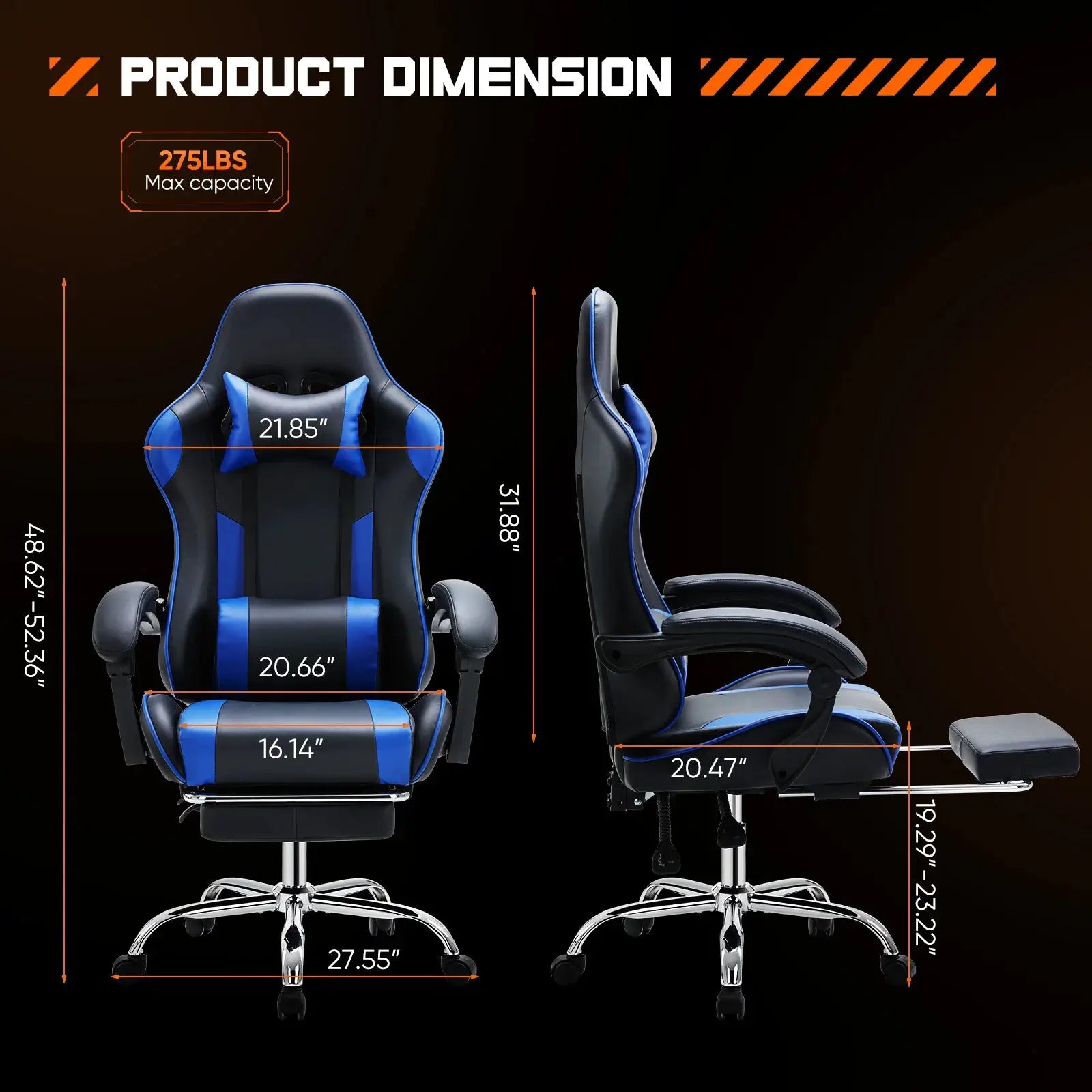 JHK Ergonomic Racing Gaming Chair With Adjustable PU Leather by Beastly Survival Outlet