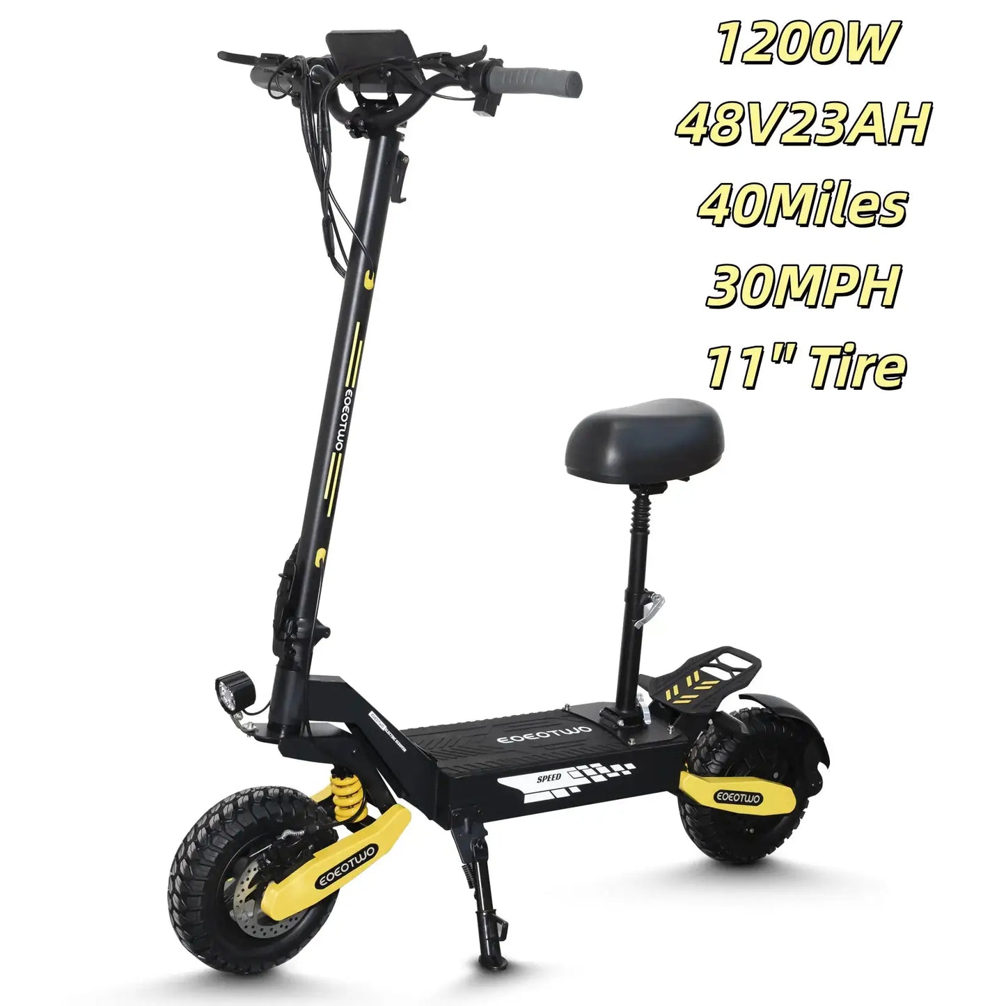 EOEOTWO 1200W Off Road Electric Scooter for Adults 48V Long Range E-Scooter 30MPH Fast Speed 11" Tubeless Tire Foldable Kick Scooter by Beastly Survival Outlet