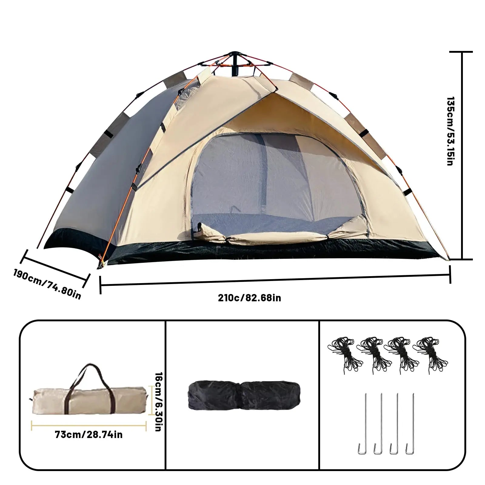 Windproof 2 To 4 Person Camping Tent With Quick Setup Family by Beastly Survival Outlet